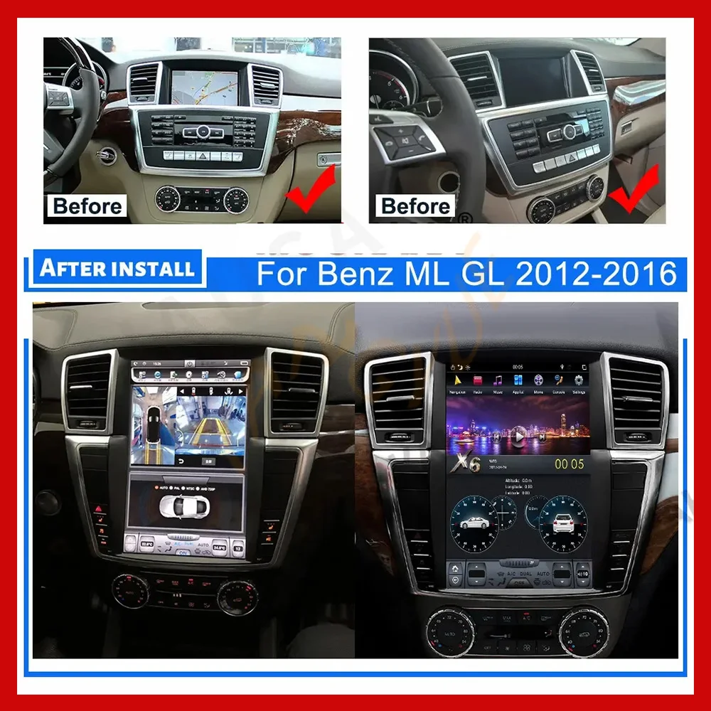 For Mercedes Benz ML W166 GL X166 ML300 ML350 ML400 ML550 GL350 GL400 Tesla Screen Android13 Car Radio Multimedia Player Carplay