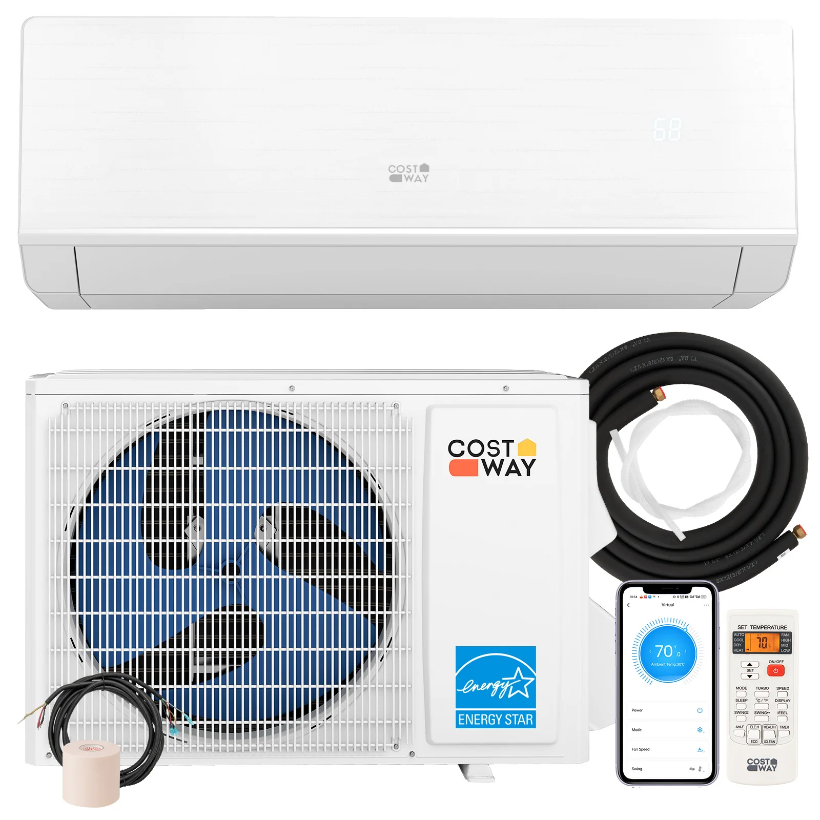 18000 BTU Mini Split Air Conditioner & Heater 25 SEER2 208-230V AC Unit