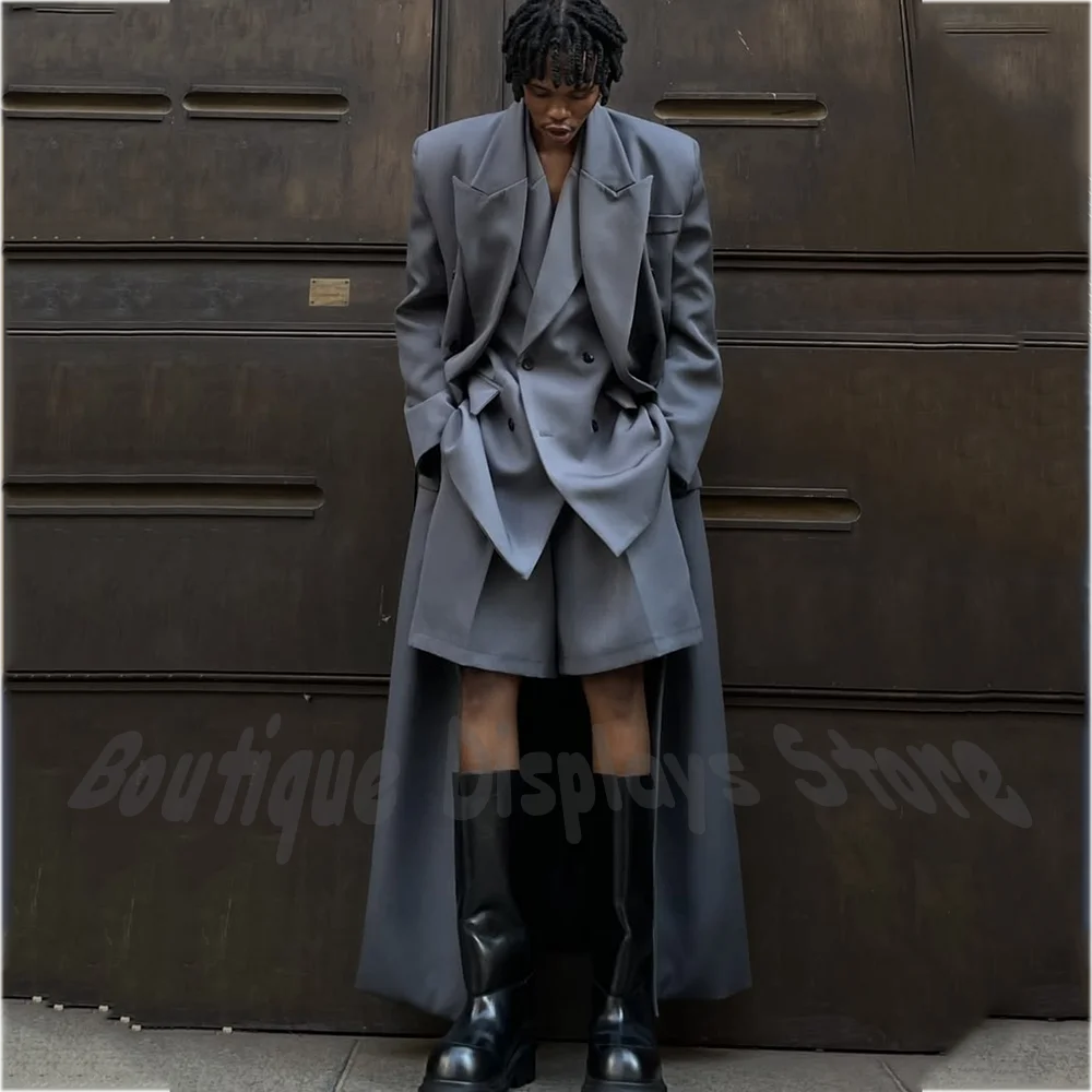 

Stylish Casual Men's Suit Blazer Pants Solid Color Peak Lapel All Match Outwear Daily Streetwear and Party Holiday Outfit