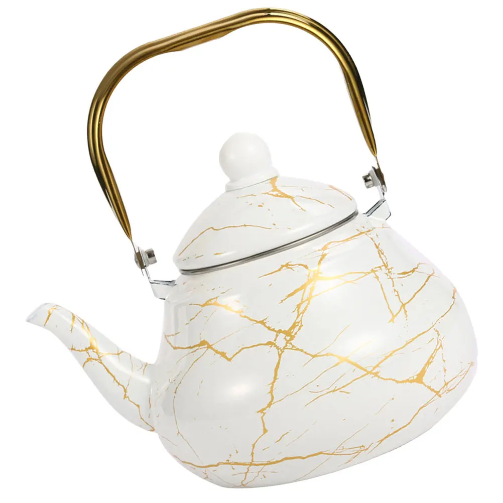 غلاية شاي سميكة للمياه بنمط رخامي للمنزل والفندق والمكتب ومقبض من المينا وعاء قهوة للاستخدام اليومي غلاية تسخين