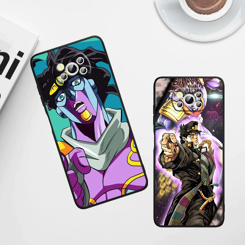 Anime JoJo Bizarre Adventure Cool For Xiaomi Poco X6 X5 X4 X3 F4 F3 NFC M6 M5 M4 GT S Pro 4G 5G C65 Black Soft Phone Case