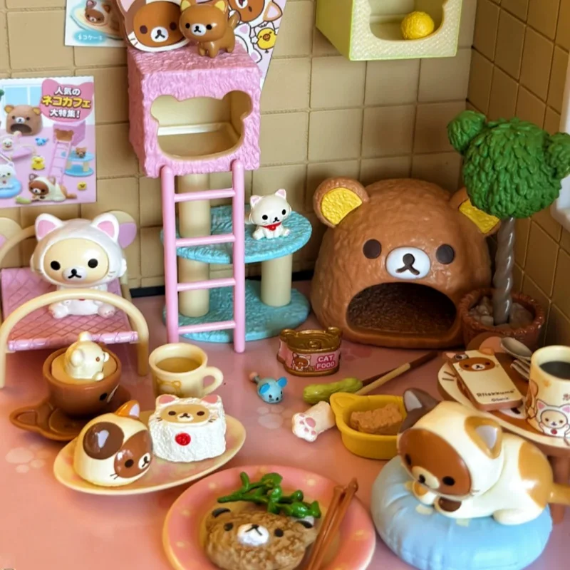 Re Ment Blind Box Original Rilakkuma Nonbiri Neko Cat Cafe Series Miniature Scene Cute Action Figures Toy Ornament Birthday Gift view 3