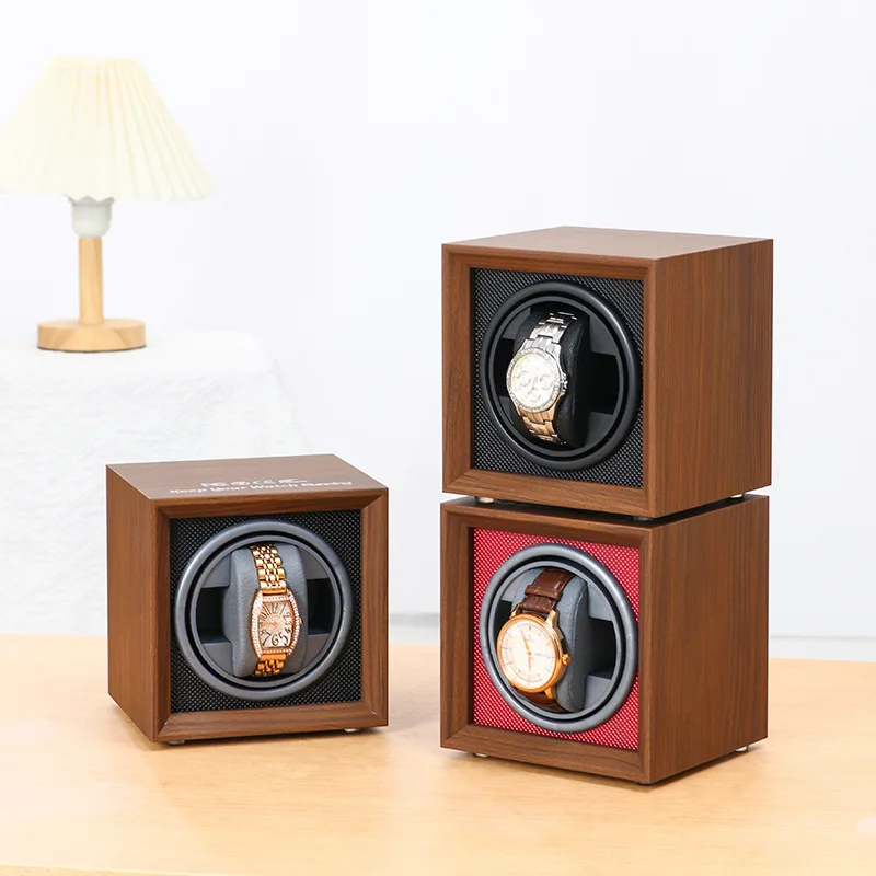 Black Walnut Household Vertical Watch Winder Single Watches Organizer Box Mechanical Watch Automatic Winding Device Accessories