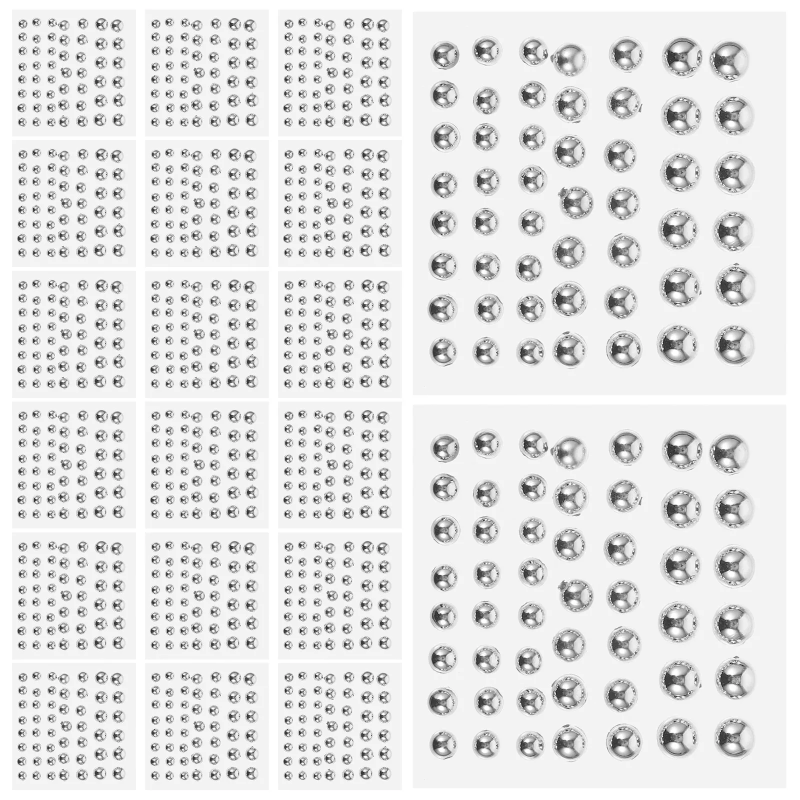 20Sheets Pearl Dome Stickers Facial Gemstone Acrylic Self Adhesive Face Crystal Festival Makeup Rhinestone Sticker