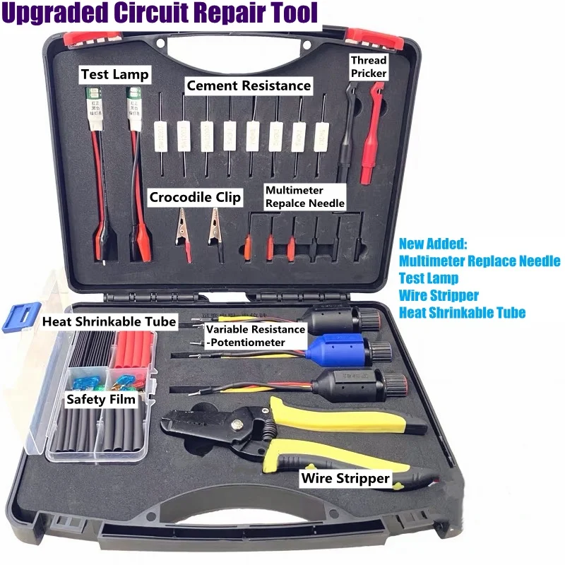 Car Sensor Detector Simulator, Insurance Film Diode Test Lamp Potentiometer Tool Set Automobile Circuit Repair Kit