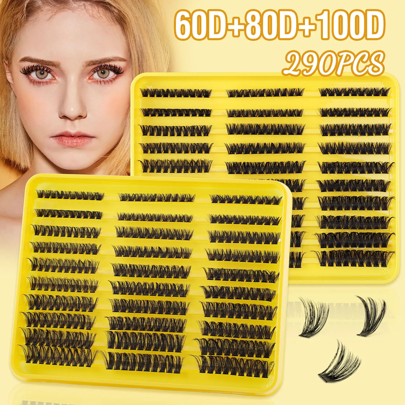 Segmented Self Grafting False Eyelashes Extension Dense Natural Slender Hair Large Capacity Plastic Holder for Easy Application