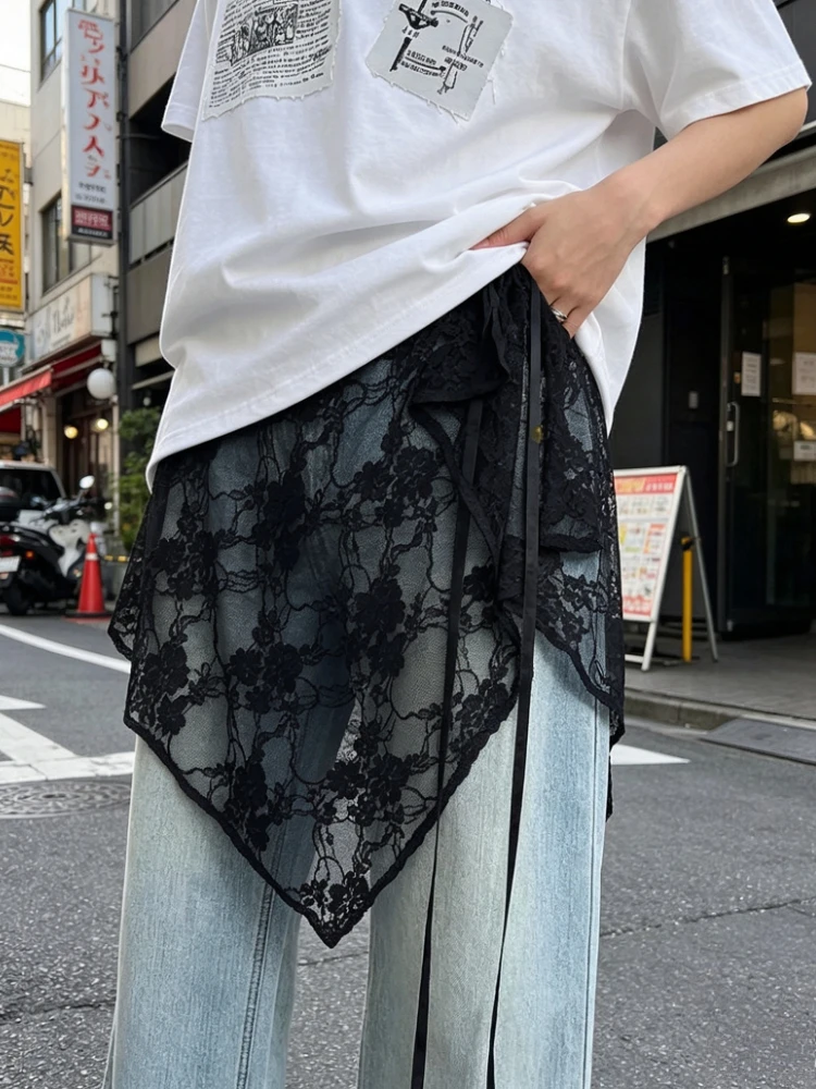 

Spring Women's Lace Layered Skirt French Style Irregular Wrap Apron Skirt Bandage Hip Covering Skirt