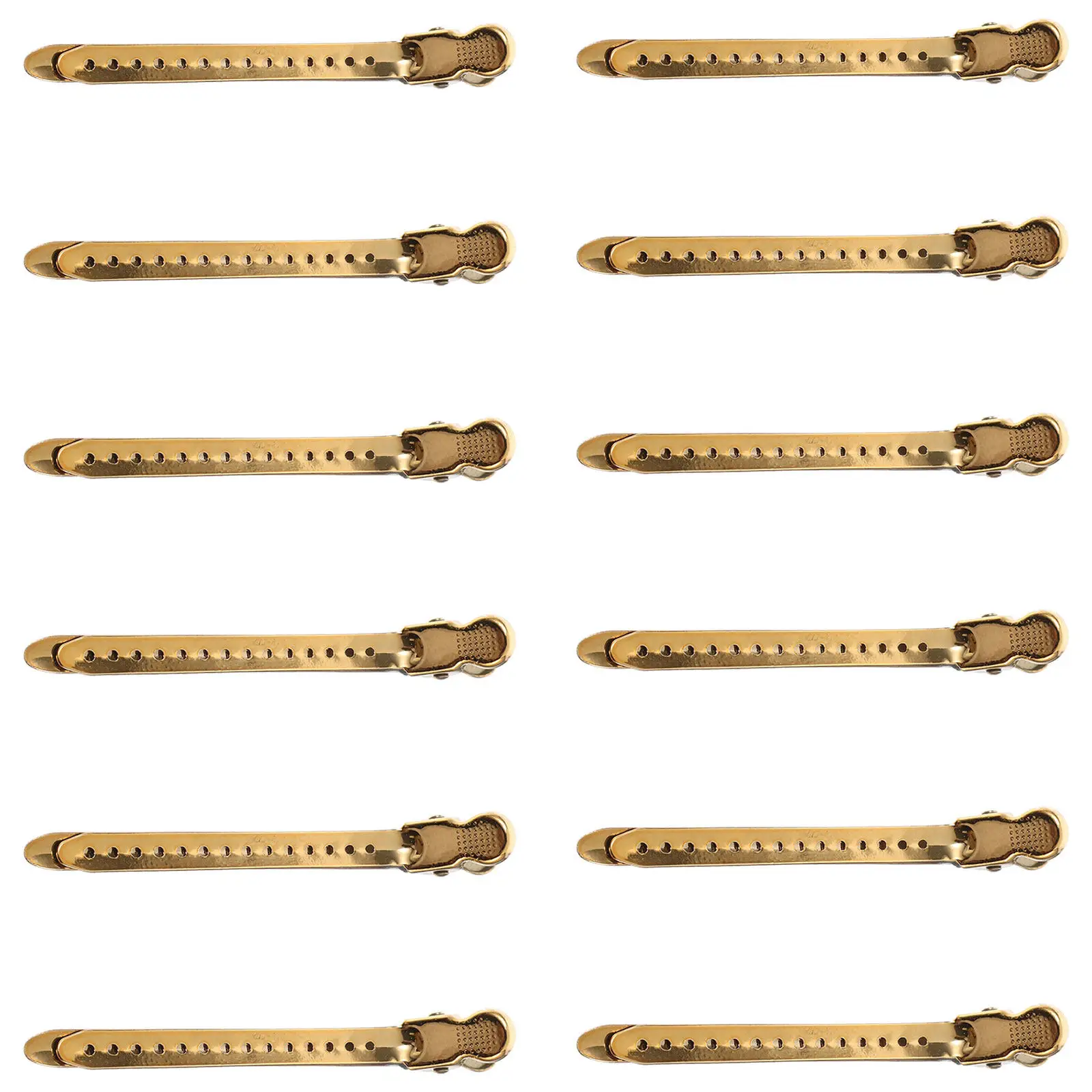 12Pcs Stainless Steel Golden Duckbill Hair Clips 9.5cm Teeth Design for Face Washing Hair Styling Salon Sectioning Travel Use