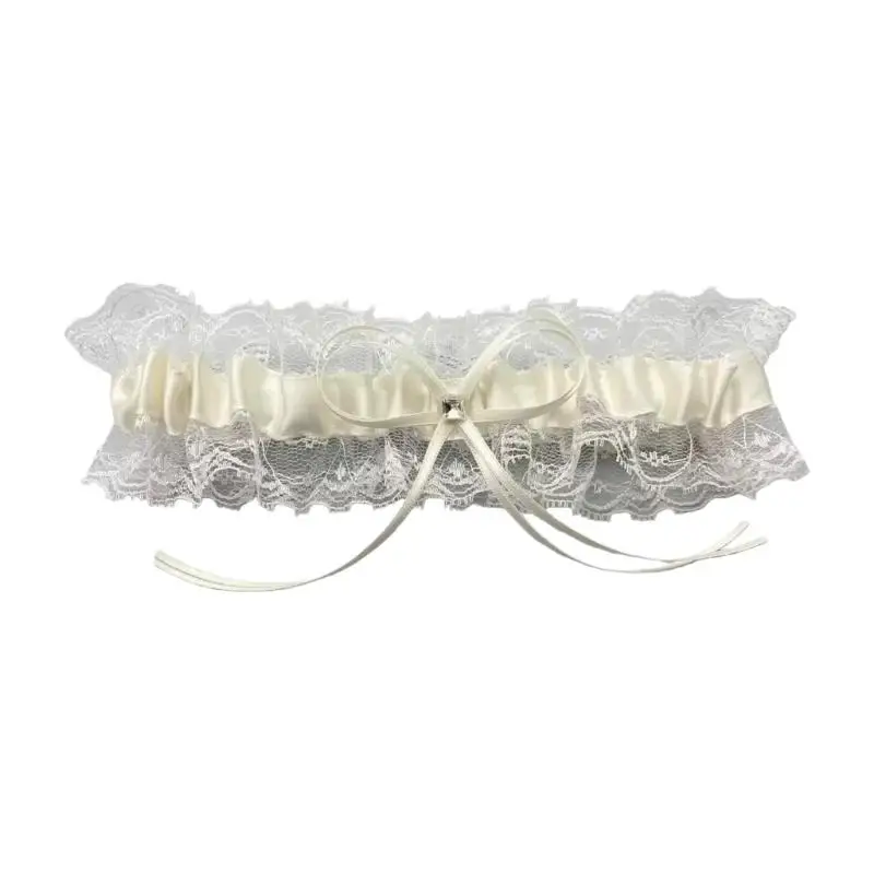 Jarretière jambe mariage 652F, avec roses nœuds décoratifs en dentelle, accessoire bijoux jambe polyvalent pour
