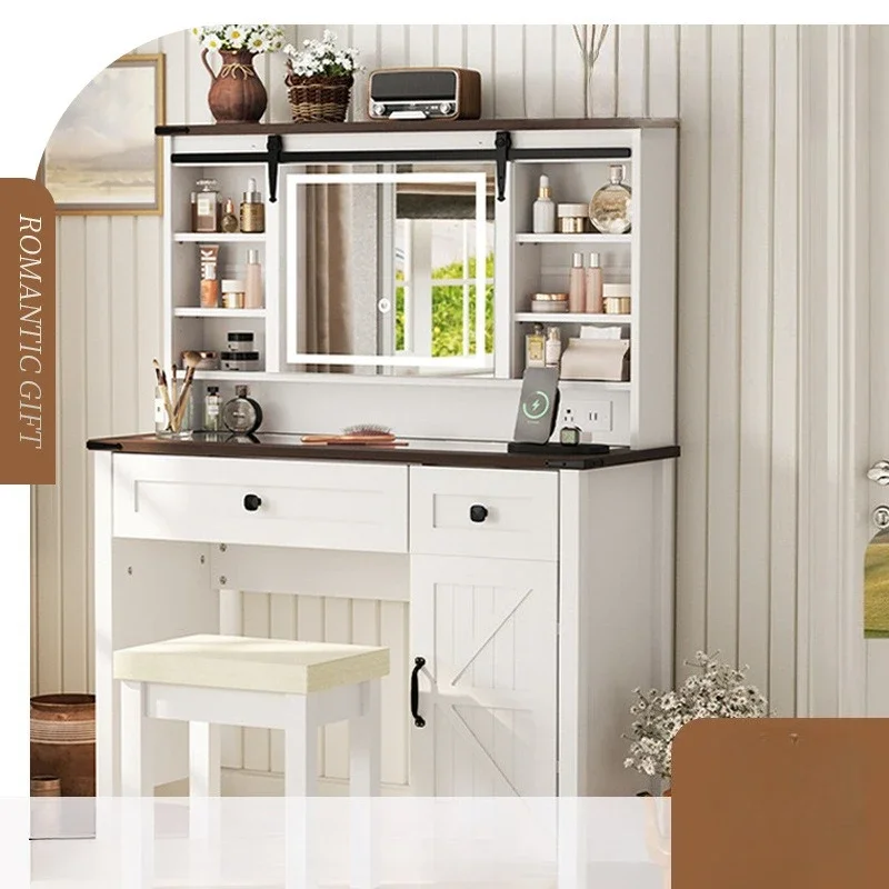 Bedroom dressing table with mirror storage drawers integrated makeup table fashionable and simple makeup table