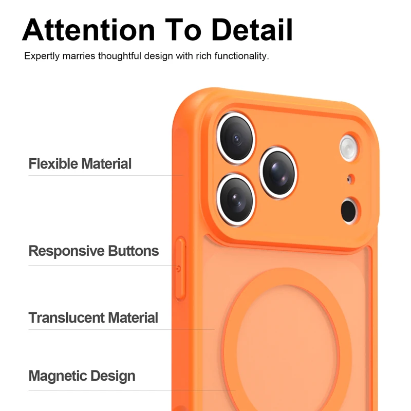Case For iPhone 18 Pro Max ELVEV Magnetic Translucent Frosted Matte PC+Soft TPU Skin-Friendly Waterproof Cover