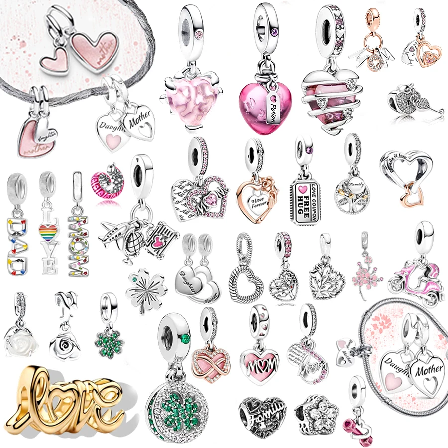 Oferta Imperdível: Berloques de Prata 925 - Árvore Genealógica, Coração de Amor, Pingente Mãe - Compatíveis com Pulseiras e Colares de Marca - Presentes de Joias DIY para Mulheres