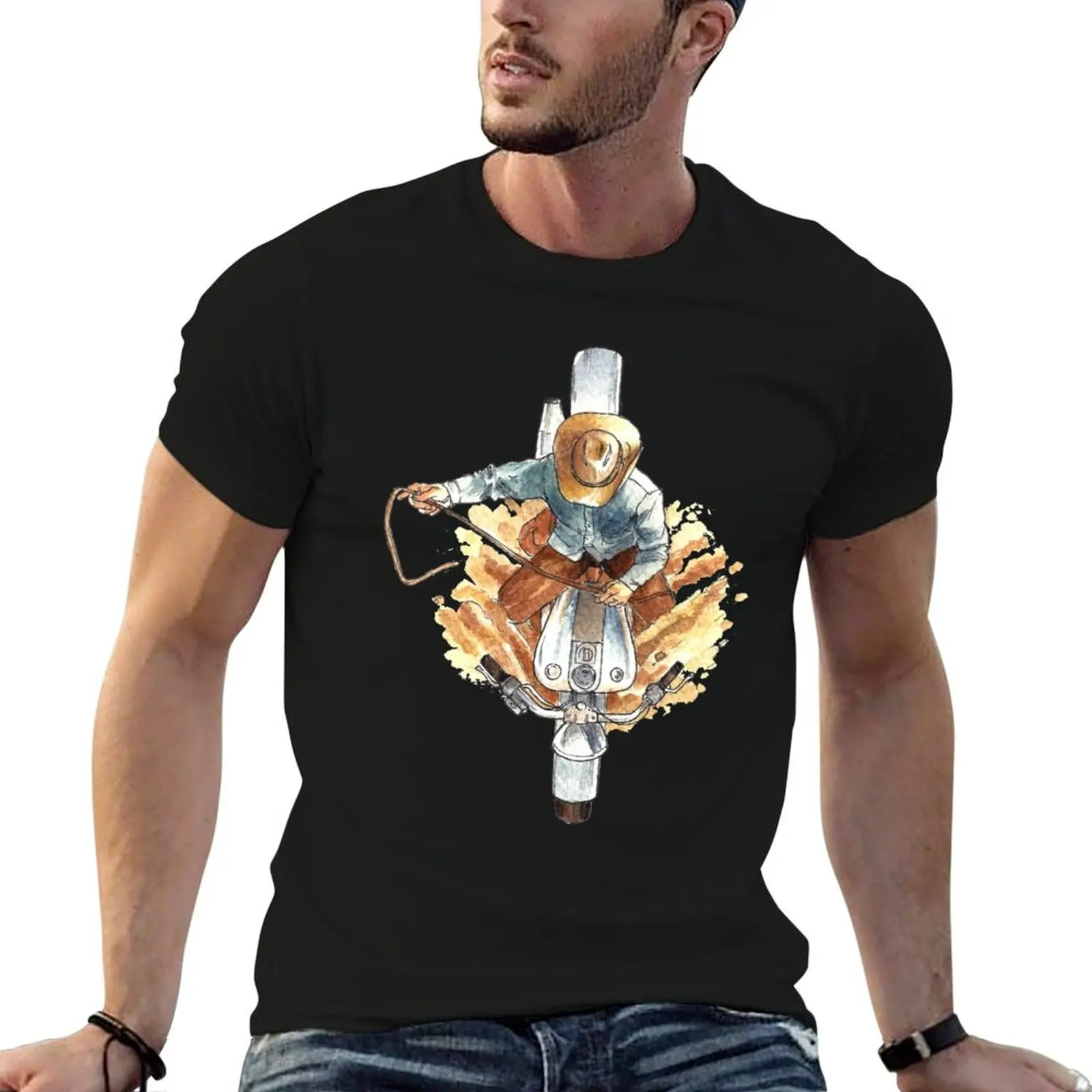 Camisa de algodón hombre camisas pesadas Camiseta de algodón de caballo para Ride Save t A... hombre t un suave