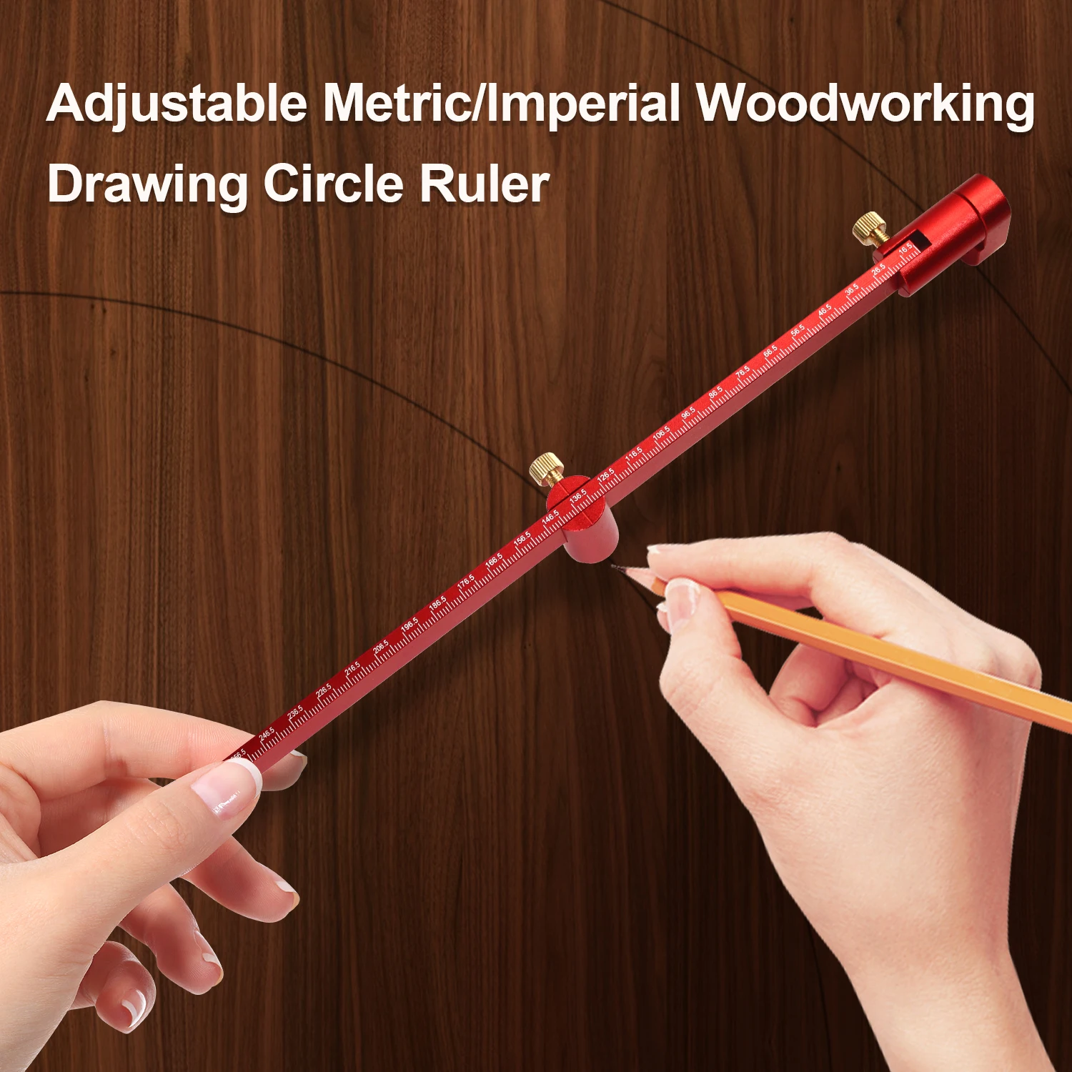 

Adjustable Drawing Circle Ruler Metric Inch Compass Scribe Center Finder Woodworking Fixed-Point Circle Line Marking Gauge