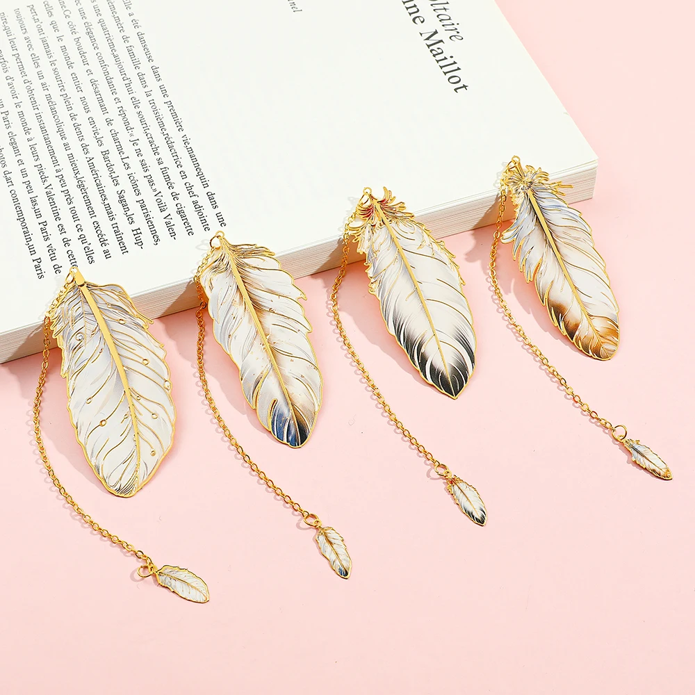 1pcs White Feather Metal Bookmark, Angel Plume Series Bookmark, Valentine's Day Birthday Christmas Souvenir Gift for Book Lovers