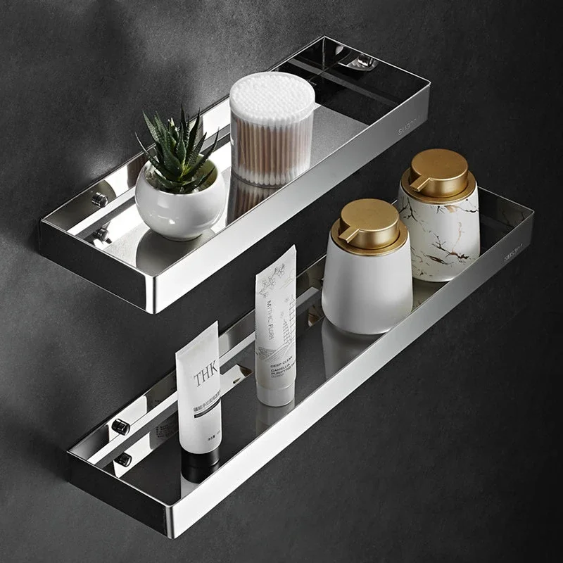 Toilet Storage Holder Stainless Steel Chrome Bathroom Shelves Shower Storage Rack Kitchen Wall Shelf Bathroom Shelf Organizer