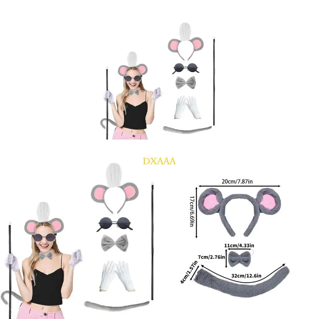 

DXAA Animal Cosplay Costumes Mouse Ear Headband Nose Tail Bows Halloween Party Props