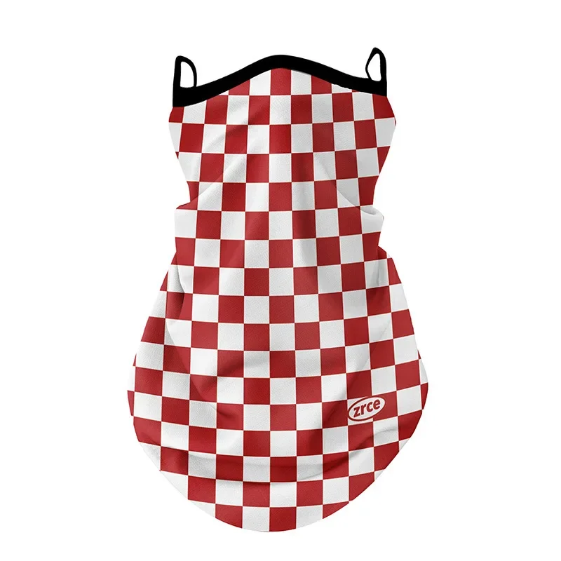 Outdoor Mannen Vrouwen Grid Oorringen Gezichtsmasker Motorfiets Nek Gezichtsbescherming Cover Winddichte Anti-Uv Fietsbuis Sjaal