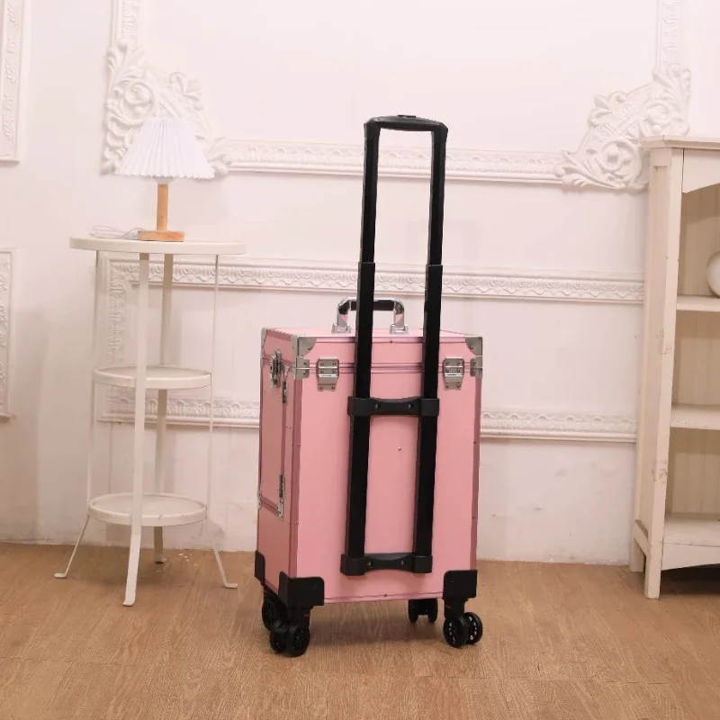 

Профессиональный органайзер для инструментов для макияжа, алюминиевый шкаф для красоты и ногтей, большой вместительный многофункциональный шкаф для переноски