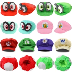 Mario Bros Luigi Cappy Princess Peach Plush Hats Funny Anime Cosplay Waluigi Wario Mushroom Embroidered Baseball Cap Kids Adults