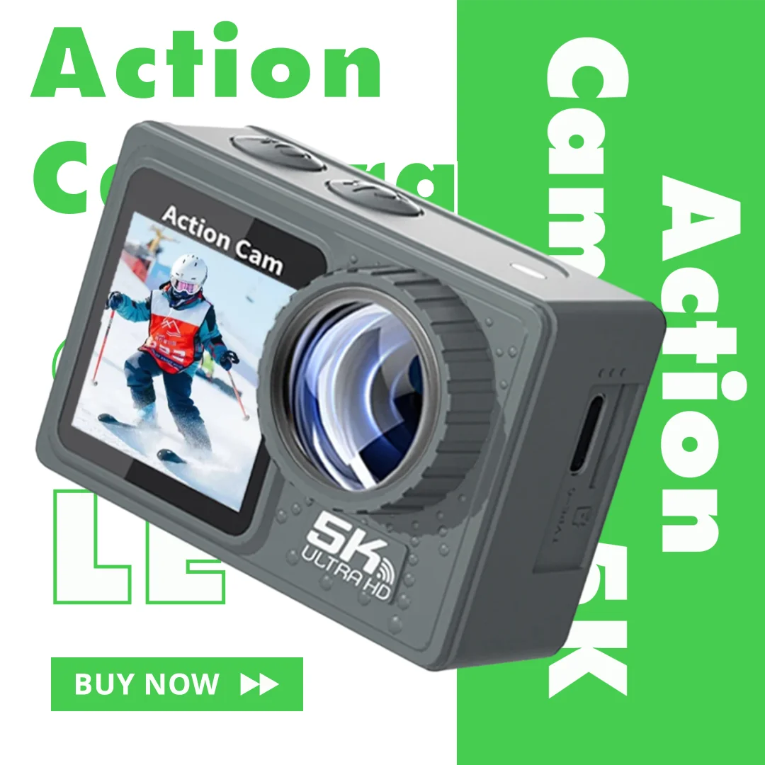 

NEW 5K Action Camera 4K Dual IPS Touch LCD DVR EIS 170° 30M Waterproof 5X Zoom Sport Camera With Wireless Mic&Remote Control