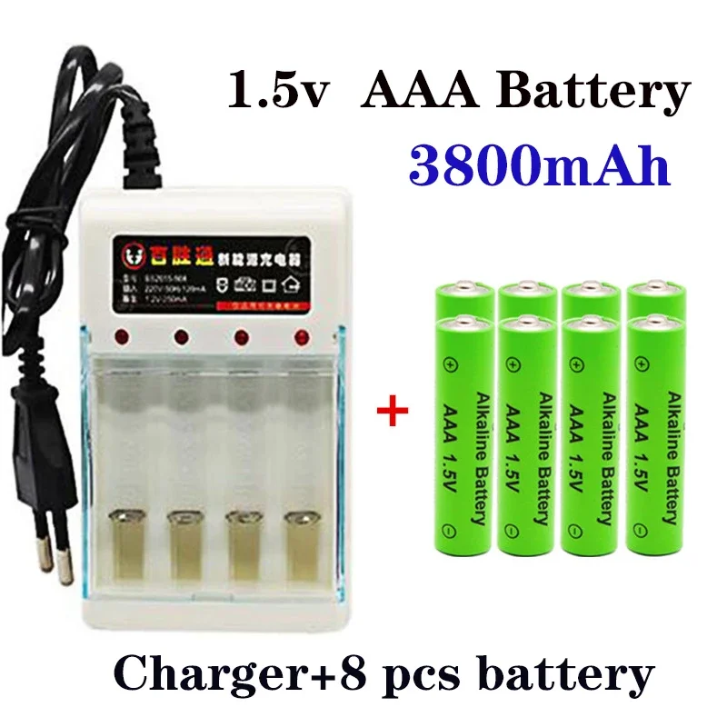 Batterie alcaline rechargeable Original 100%  pour télécommande, jouet, alarme de fumée avec chargeur 1.5V AAA 3800 mAh