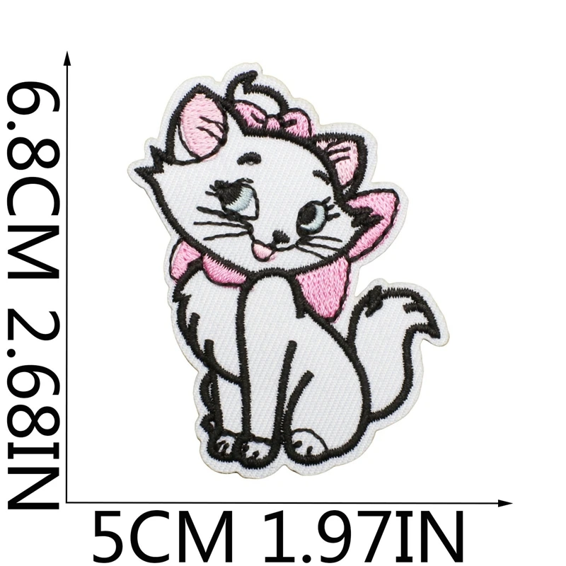 

Mary Cat Cartoon Embroidery Patch Diy Iron on Patches Children's Clothing Decoration Stickers Backpack Stickers