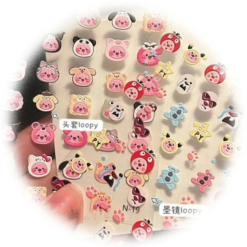 Loopy 3D embossed sticker, transparent DIY sticker, cute beaver, fashionable mini waterproof nail art decoration accessory gift view 6