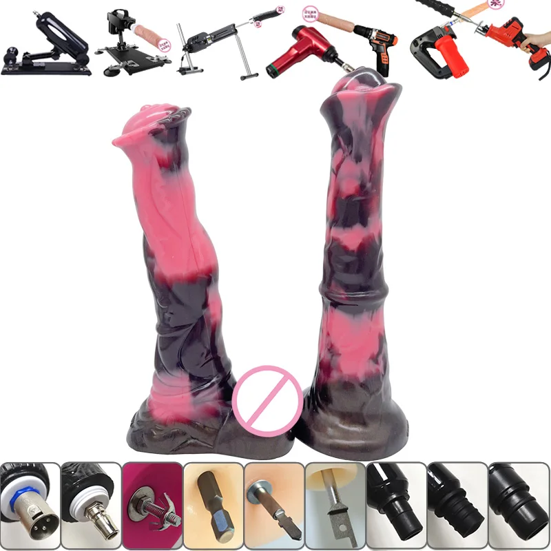 

Sex Machine Attachments 3XLR Port Huge Liquid Silicone Realistic Horse Dildo sex adult Toys Accessories for Quick Air Connector