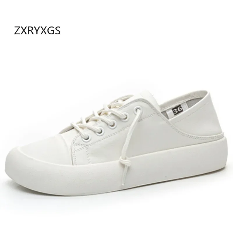 

ZXRYXGS белые кроссовки премиум-класса из воловьей кожи, повседневная обувь, женские кроссовки 2024, мягкие удобные кроссовки из натуральной кожи, черные туфли на плоской толстой подошве
