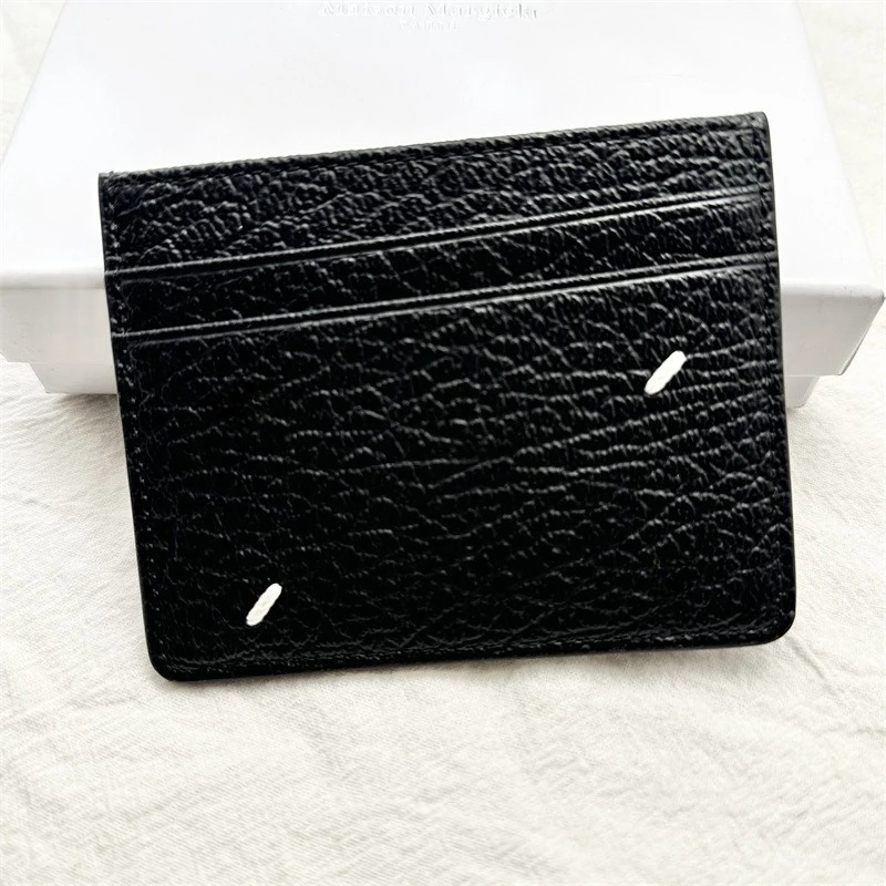 Classic Leather Multi-card Card Bag Wallet, First Layer Cowhide Men's and Women's Lychee Pattern Change Bag