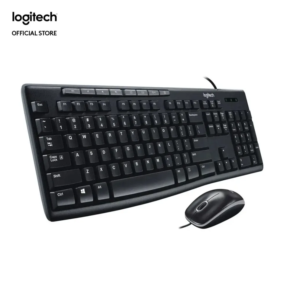 

Комбинированная проводная USB-клавиатура и мышь Logitech MK200 — Plug and Play, устойчивая к разливу конструкция, прочная для дома и офиса, ПК/ноутбука