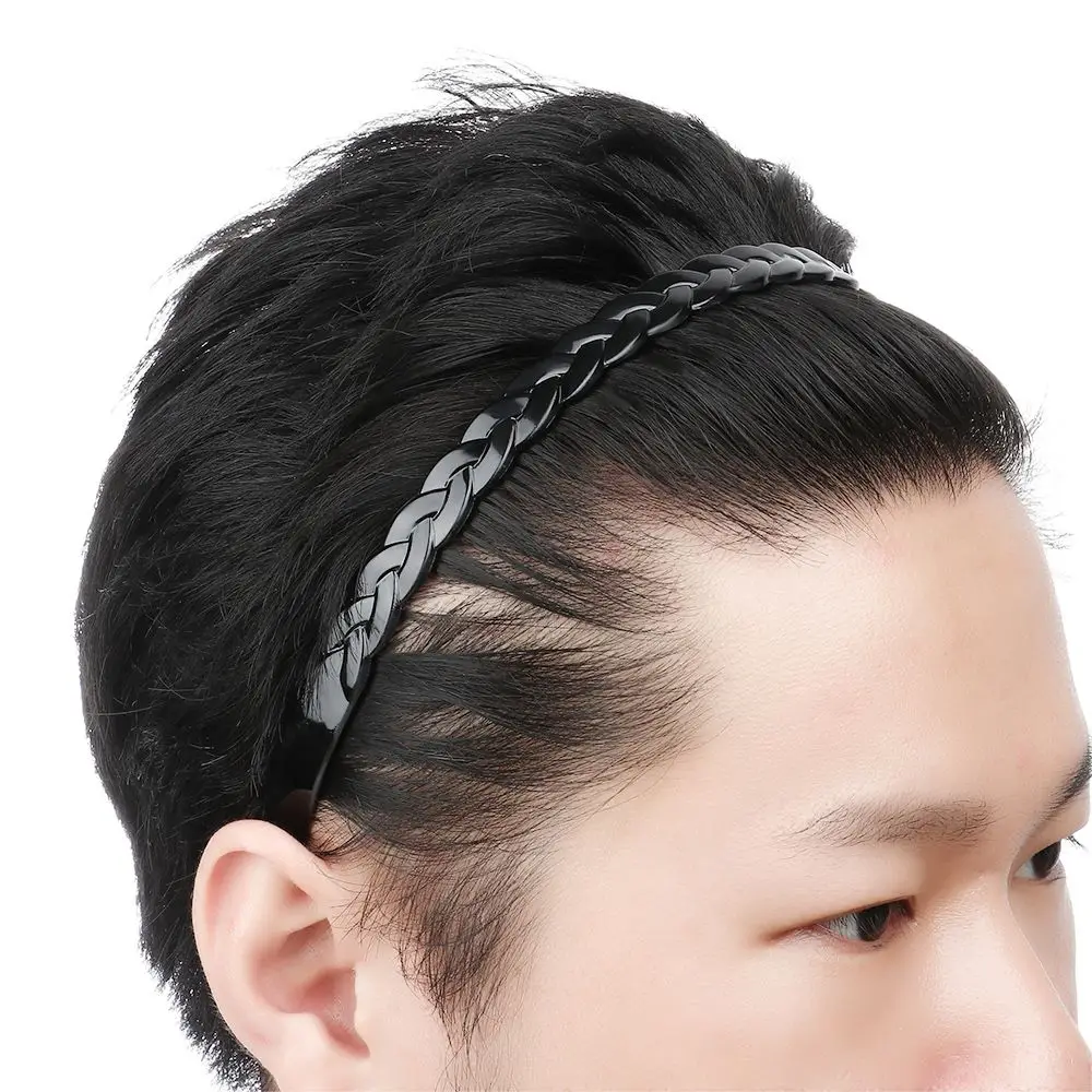 Unisex Hairband Headband Spring Wavy Hair Band for Men Women Sport Hair Hoop Non-slip Headwear Black Hair Accessories