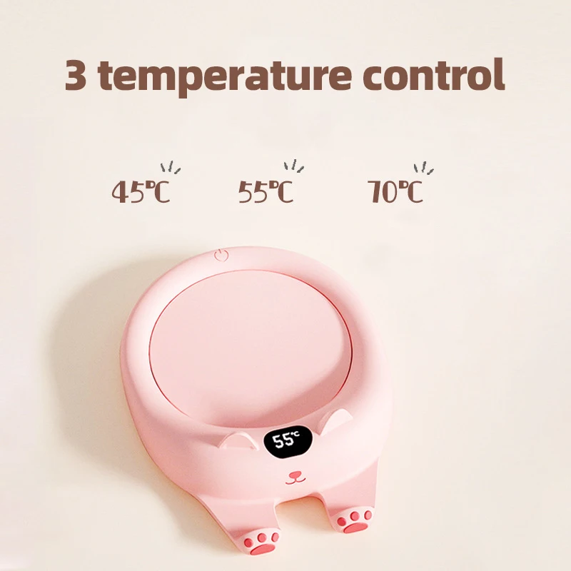 Cute Cats Dogs Cup Warmer Coffee Mug Heater Milk Tea Water Heating Pad Warmer Coaster 3 Constant-temperatures Auto-off Best Gift