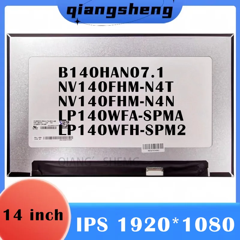 Tela Lcd Fhd para Laptop 14 Polegadas Nv140fhm-n4n B140han07.1 Lp140wfa-spma Nv140fhm-n4t Lp140wfh-spm2 Ips 1920×1080 30 Pinos Matriz de Exibição