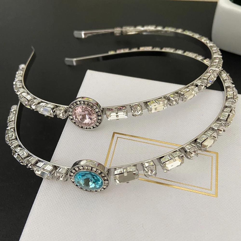 

Báthory Elizabeth Hot Famous Designer Brand Pink Blue Crystal Headbands Hair Accessories Women Fashion High Quality Jewelry