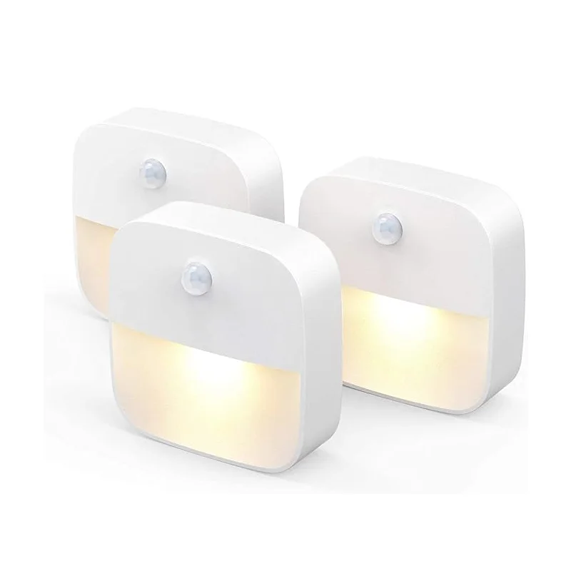 Luz nocturna adhesiva, LED blanco cálido, sensor de movimiento, dormitorio, baño, cocina, pasillo, escaleras, eficiencia energética