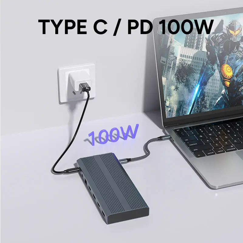 13 в 1 Fast Charge Type C PD 100 Вт DP 4K 60 Гц RJ45 1000M TF SD 3.0 Audio 3,5 мм USB a 3.2 HUB 4K Док-станция Displaylink