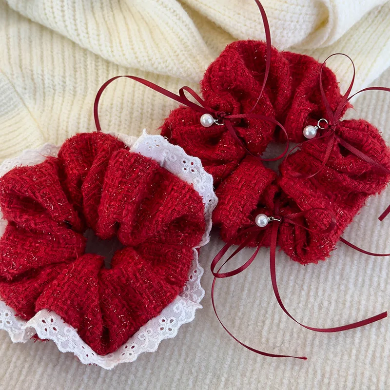 Renda renda festiva cabeça vermelha flor faixa de cabelo ankola colon vermelho faixa de cabelo corda de cabeça versátil foto chapelaria