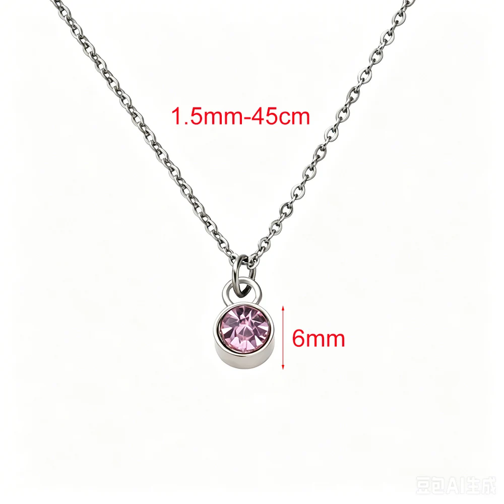 Fnixtar 12pcs Stainless Steel Birthstone Necklace Women Exquisite Chain Month Birthstones Necklaces Jewelry Birthday Love Gift