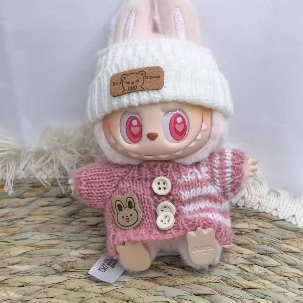 Doll Clothes 17cm for Labubu Cute Sweater Bag Outfit Set Monster Idol DIY Dress-Up Accessories for Birthday Christmas Gifts