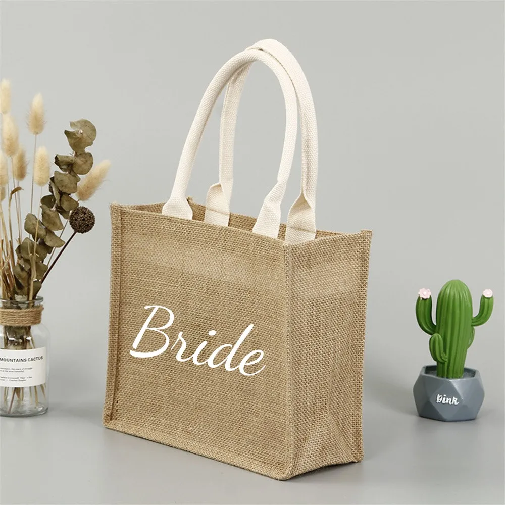 New Bride Linen bag  Bohemian style handbag for bride Wedding decorations Creative wedding gifts Bridal shower favor