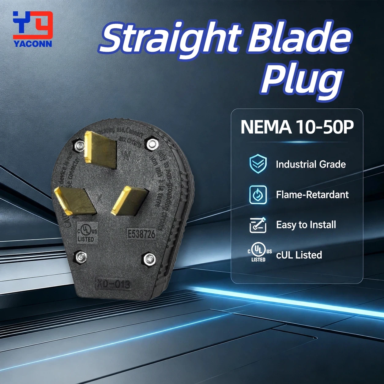 Nema 10-50P US Power Plug Black America 50 Amp 125/250 Volt Heavy Duty  Male Connector Replacement Electric Plug for Generator