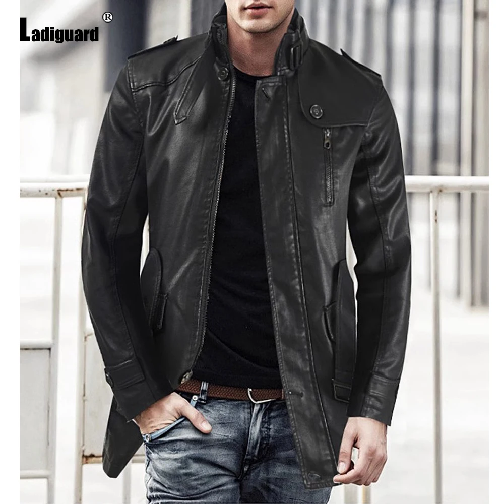 Men's Cool Luxury Pu Leather Jackets Men Fashion Street Outerwear Winter Warm Coats 2023 Stylish simplicity Faux Leather Jackets