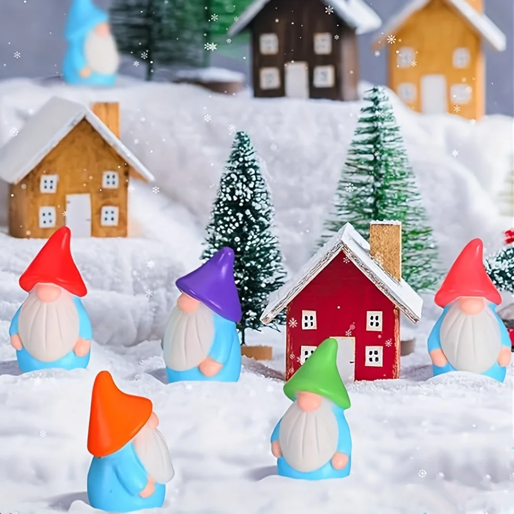 30pc mini Resin Tiny  Gnome Statues Floor Mount Dwarf Figurines for Craft Home Dollhouse Ornament Garden Outdoor Decoration