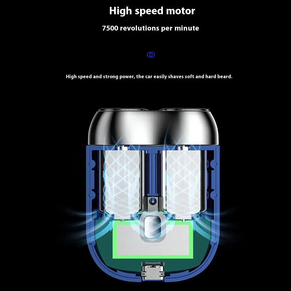 Мини-двойная электробритва, портативная беспроводная съемная бритва с цифровым дисплеем, бритва для бороды, зарядка типа C, дорожная бритва