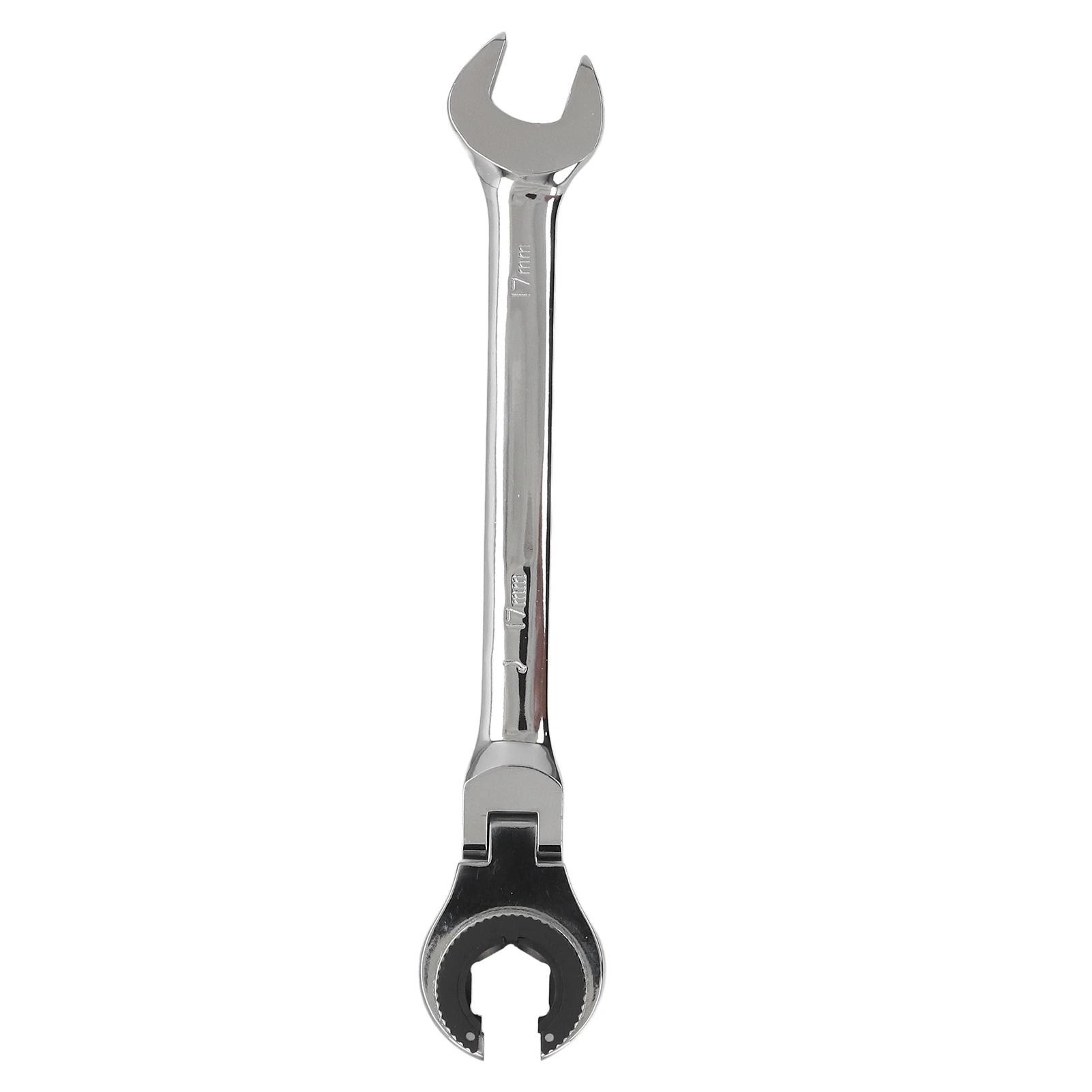 

17mm 8.5in Ratcheting Open End Wrench Cr V Steel Angle Adjustable Flexible 72T Quick Release Dual Use Wrench for for Fuel Brake