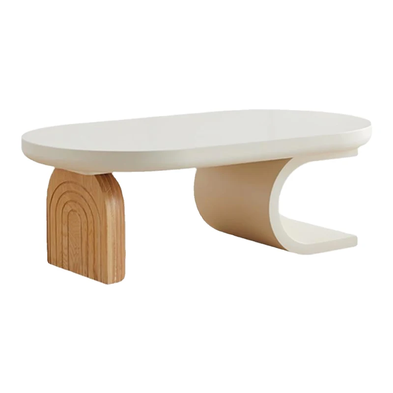 xc-Modern Home Furniture Wood Oval Shape Coffee Table Living Room Wooden Coffee Table for Villa Apartment Hotel Restaurant*
