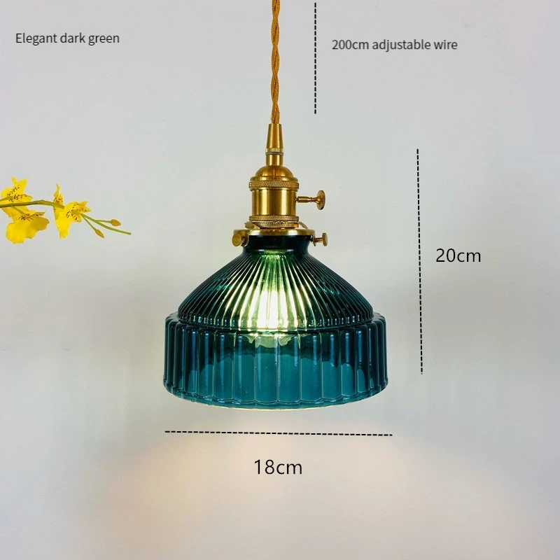 Nordic Retro Brass Glass Pendant Lamp Rustic Vintage Hanging Lights Ceiling Kitchen Island Home Decoration Suspensions Luminaire