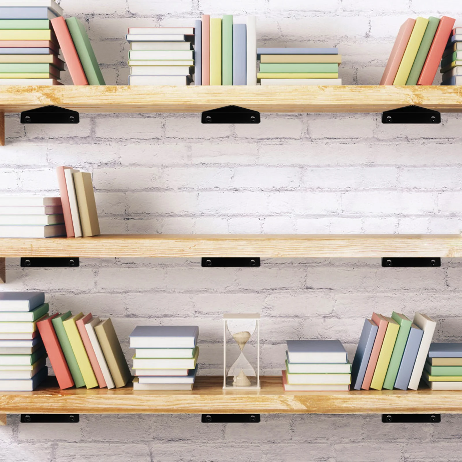 

6Pcs Triangle Shelf Brackets Iron Wall Mount Supports Hidden Floating Shelf Hardware Strong Load Bearing for Living Room Office